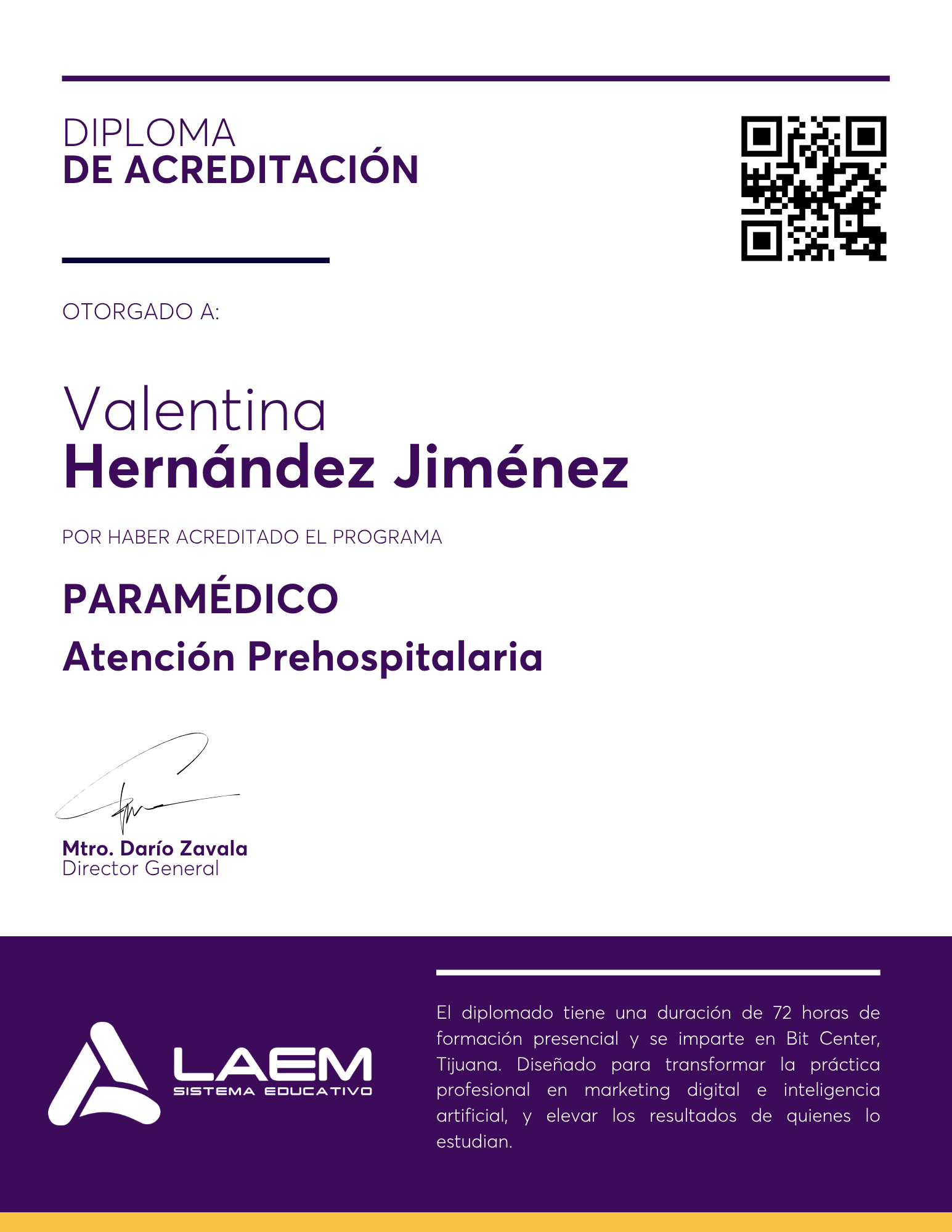 Diploma LAEM Paramédico